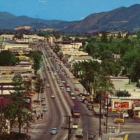 Studio City, CA. Aerial view of Ventura Blvd. and Whitsett.