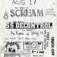 Flyer for Scream, SS Decontrol, Dr. Know,  Stäläg 13