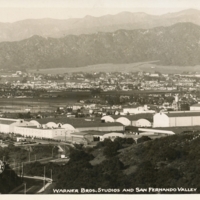 Aerial view of Warner Brothers Studios, Burbank, CA.