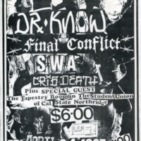 The Loyal Order’s flyer for Dr. Know, Final Conflict, SWA, Crib Death and “special guest,”