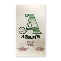 Dinner menu from Adam’s, Encino, CA.