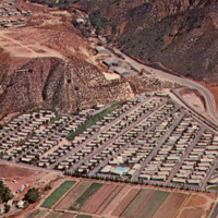 Aerial view of Blue Star Mobile Home Park, San Fernando, CA.