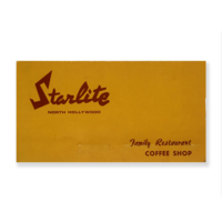 Menu from Starlite, North Hollywood, CA.