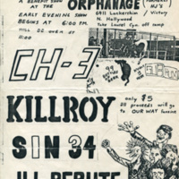 Flyer for a benefit show with CH-3, Killroy, Sin 34, and Ill Repute