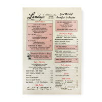 Menu from Lindy’s, Tarzana, CA.