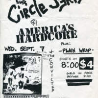 Flyer for Circle Jerks, America’s Hardcore, and Plain Wrap