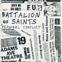 Flyer for Tim Maze’s show with Charged GBH, Battalion of Saints, and Personal Conflict 