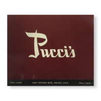 Menu from Pucci's, Encino, CA.