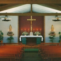 Interior of St. Anthony's Chapel at Rancho San Antonio School for Boys, Chatsworth, CA. 