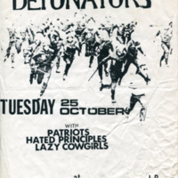 Flyer for The Detonators with Patriots, Hated Principles, and Lazy Cowgirls