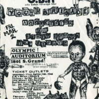 Goldenvoice’s flyer for Charged G.B.H’s City Baby’s Revenge tour with Youth Brigade, D.I, Agression, Heart Attack, and Ill Repute