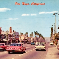 Van Nuys, CA. Intersection of Van Nuys Blvd. and Victory Blvd., looking north. 