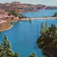 View of Lake Hollywood (Hollywood Reservoir) with San Fernando Valley visible.