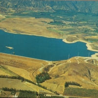 Aerial view of Sepulveda Reservoir, Sylmar, CA.