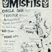 Flyer for “Live from New York” presented by P.U.N.X, with Misfits