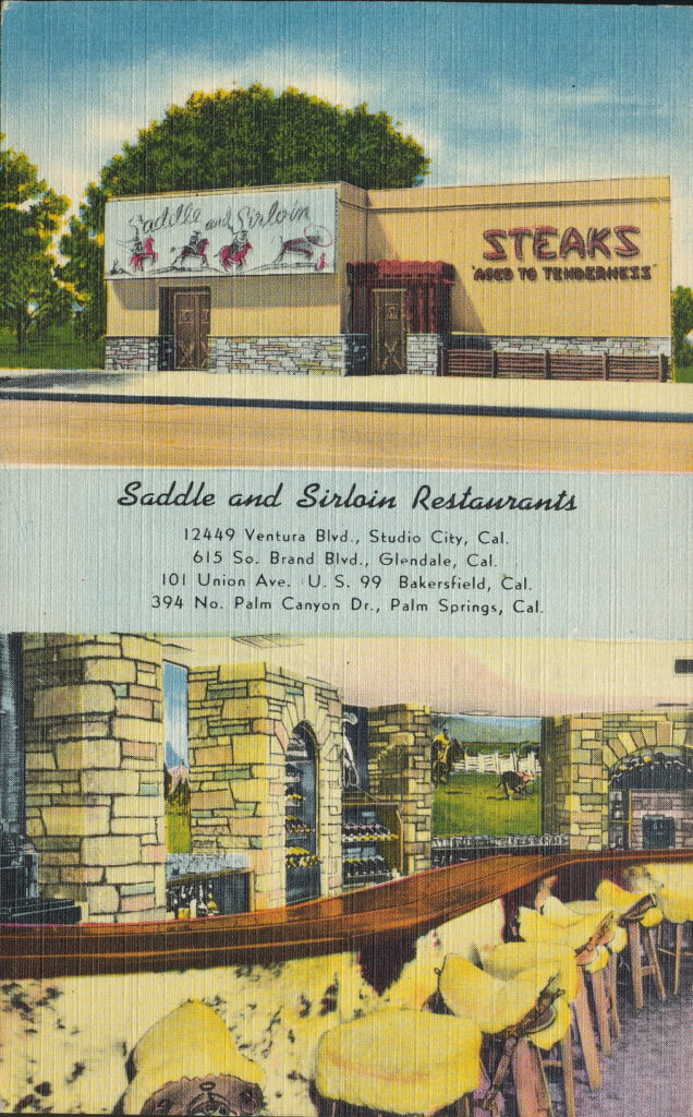 Saddle and Sirloin postcard, late 1940s. Valley Relics Museum Collection.