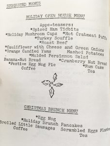 holiday menu